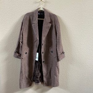 NWT Zara oversized plaid coat